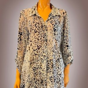 SPENSE Snake Print Semi Sheer Long Blouse
